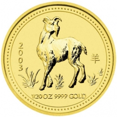 Золотая монета Австралии 25 долларов "Лунный календарь-2- год Козы" 2003 год 1/4 унции, 7,78г.